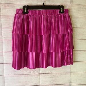 Timing Los Angeles Pink Tier‎ Pleated Skirt Size Large
